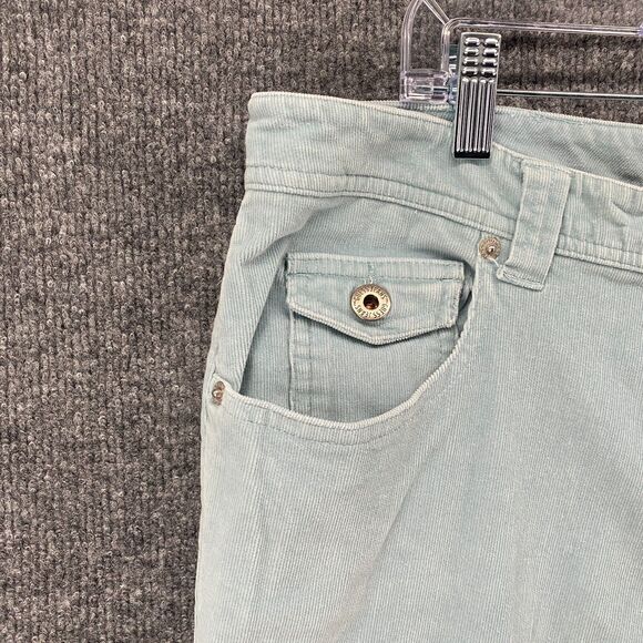 Guess Corduroy Pants Womens 34 Blue Mid Rise Flare Flap Pocket Ladies Hippie 90s - Picture 3 of 12